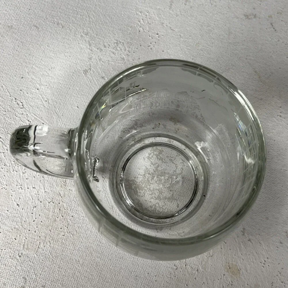 Nestle Nescafe World GLOBE Etched Clear Glass Coffee Mug Cup Advertising Tea Cup